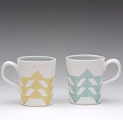 Image of Short Triangle Mug in Turquoise or Yellow
