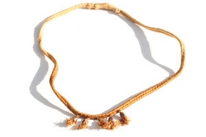 Image of Little Bell Necklace Tan/Pomegranate