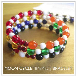 Image of Moon Cycle Timepiece Bracelet | Glass Beads | White Vertebrae