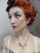 Image of Rockabilly Vintage Style Antique Gold Colour Nautical Swallow Bird & Anchor Necklace