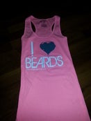 Image of NEON PINK "I LOVE BEARDS" TANKTOP WHITE PRINT GREY HEART