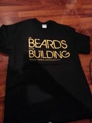 Image of BEARDS IN THE BUILDING T-SHIRT BLACK WITH YELLOW PRINT 