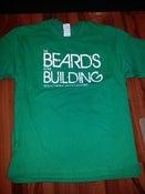 Image of BEARDS IN THE BUILDING T-SHIRT KELLY GREEN WHITE PRINT 