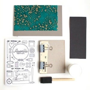 Image of Assemble Crafting Kit: Hardcover Bookbinding in Turquoise Mums Lokta