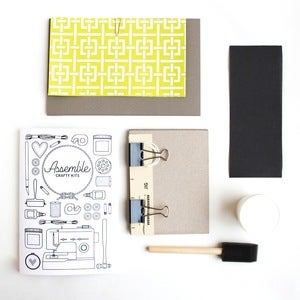 Image of Assemble Crafting Kit: Hardcover Bookbinding in Lime Green Lattice Recycled Rag