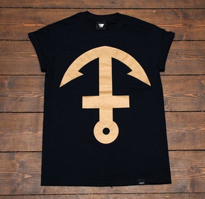 Image of Inverted Anchor Cross - Black & Gold