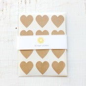 Image of 36 Kraft Heart Stickers