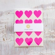 Image of 36 Neon Pink Heart Stickers 