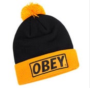 Image of NEW! Obey Box Logo Beanie Pow Collection (Black/Yellow)
