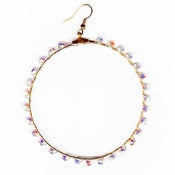 Image of CRYSTAL WHITE & BLACK VITRAIL HOOP EARRINGS