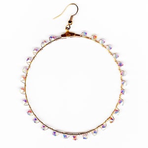 Image of CRYSTAL WHITE & BLACK VITRAIL HOOP EARRINGS