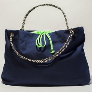 Image of Scotty - Karen Tote - Navy with Neon Green