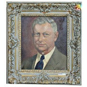Image of Oil Portrait in Frame - Gray Haired Gentleman