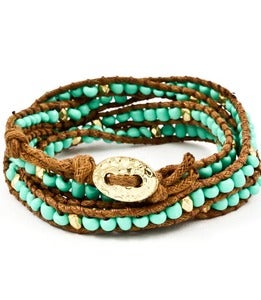 Image of Turquoise Beaded Wrap Bracelet