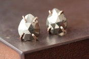 Image of Faceted Iron Pyrite Stud Earrings in 14kt Gold