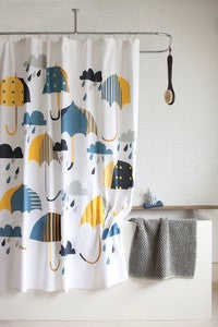 Image of Raindrops and Umbrellas Shower Curtain