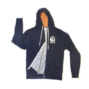 Image of "FRESH OUT THE BOX" Inner Lined Checkered Hooded French Terry Zip up Sweatshirt