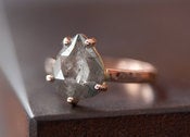 Image of Prong-Set Rose Cut Natural Diamond Ring