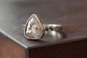 Image of Natural Rose Cut Grey-Red Diamond Ring in 14kt White Gold