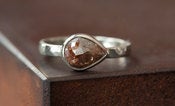 Image of Natural Rose Cut Red Diamond Ring in 14kt White Gold