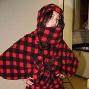 Image of RED BUFFALO CHECK HOODED CAPLET