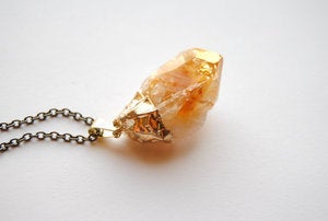Raw Citrine Crystal Necklace 
