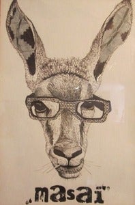 Image of "My African Ears" original drawing on paper, framed by Louis Masai Michel