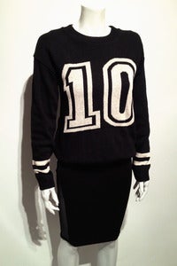 Image of knitted dark navy sporty 10 jumper