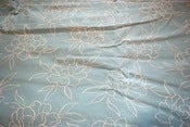 Image of 8 Yards of Turquoise Linen/ Cotton Modern Floral Fabric