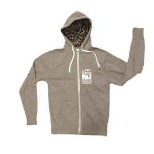 Image of "FRESH OUT THE BOX"  Inner Lined Leopord print Hooded French Terry Zip up Sweatshirt