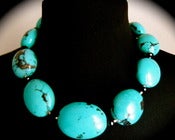 Image of N1166 Large oval turquoise necklace