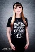 Image of S4L LADIES 'HATERZ' SILVER FOIL BLACK T 