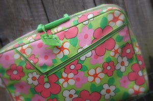 Image of Authentic 1960's Vintage "Hippie" Over Night Bag with locking Key and Name Tag 
