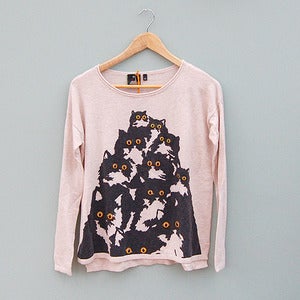 Image of Oat Crazy Cat Sweater by Pretty Snake 