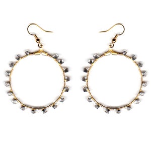 Image of SILVER SWAROVSKI MED SIZE HOOP