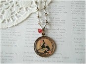 Image of Floral Owl Pendant on Clear Beaded Charm Necklace