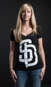 Image of Stab Diego V-Neck (Black w/White)