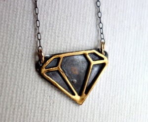 Image of Black and Gold Diamond Cut Out Pendant
