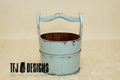 Image of Aqua Wooden Bucket w/Handle - Newborn Prop - GORGEOUS Color
