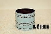 Image of Aqua Wooden Pail Bucket - No Handle - Vintage Style