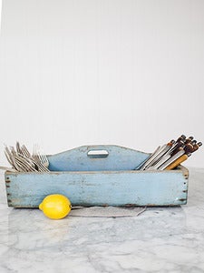 Image of Large Primitive Cutlery Holdall with Original Paint