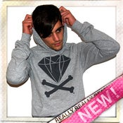 Image of <CENTER>Diamond & Crossbones<br>Hoodie<br> Heather grey<br></CENTER>