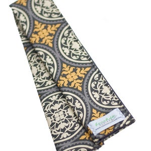 Image of Padded Camera Strap Cover: Gray & Yellow Medallions