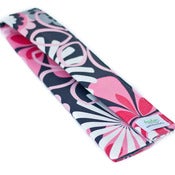 Image of Padded Camera Strap Cover: Flower Shower Gray & Pink