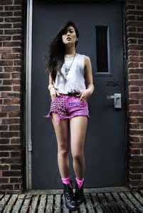 Image of Studded Purple Dyed High Waisted Shorts