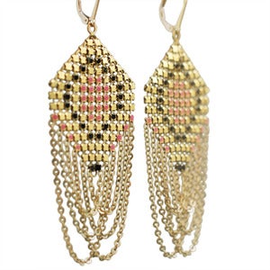 Gold Eye Swagged Vintage Mesh Earrings
