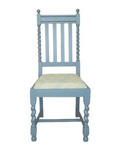 Image of Pair of Painted Blue Barley Twist Chairs