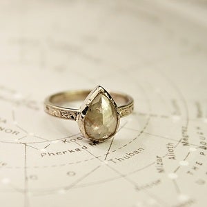 Image of 18ct white gold teardrop opaque diamond ring {SOLD No.23}