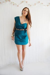 Image of Turquoise one shouldered prom dress
