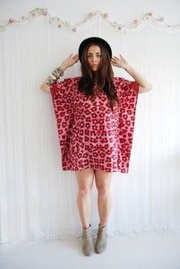 Image of Red leopard print kaftan dress